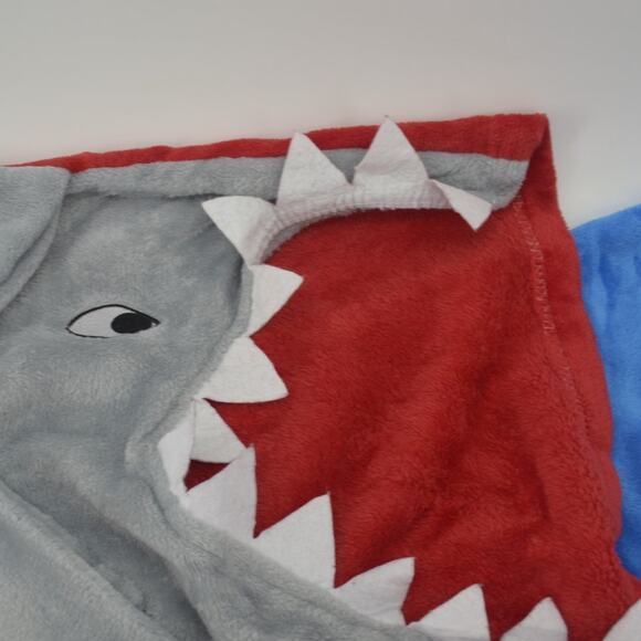 Shark Blanket Kids Mouth Fleece Sleeping Bag Gray Blue OS - Picture 7 of 15